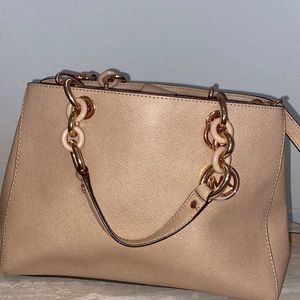 {{New}}Cynthia Medium Saffiano Beige Leather Satchel